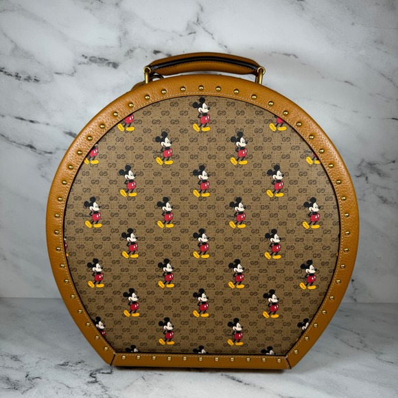 Gucci Disney Hat Box Mickey Mouse GG monogram travel trunk bag Luggage Rare - Picture 10 of 16